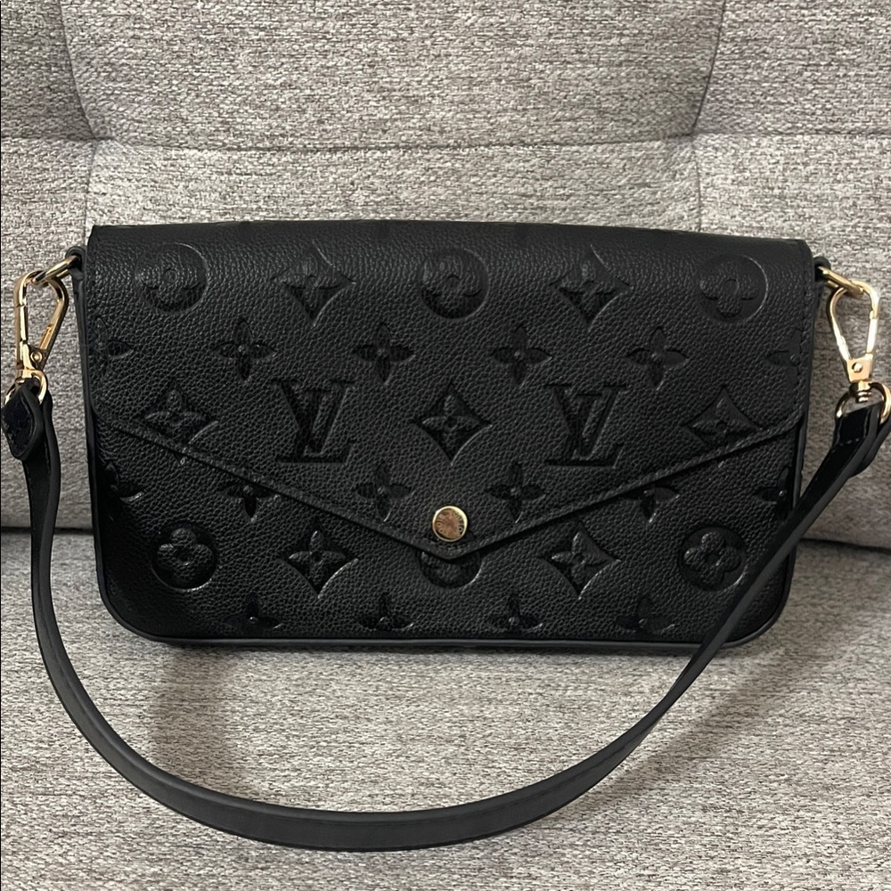 Embossed Black Shoulder Bag